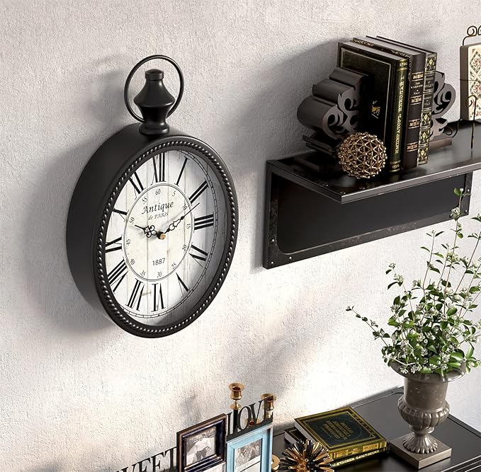 Menterry Small Retro Oval Wall Clock, Antique Old Design, Battery Operated