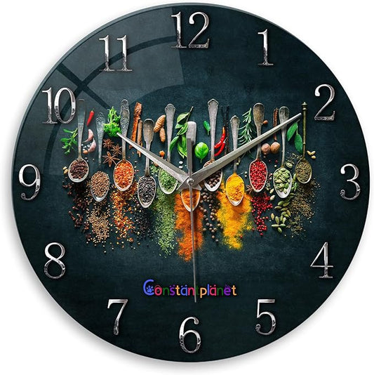Kitchen Wall Clocks Battery Operated 14 Inches Glass Decorative Clocks