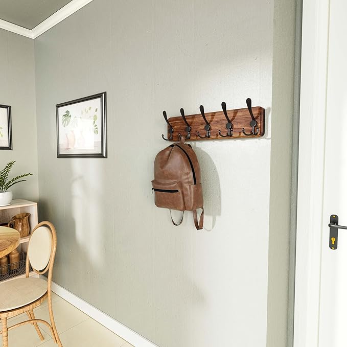 SKOLOO Rustic Wall Mounted Coat Rack: 16" Stud Spacing, Pine Real Wood Plank