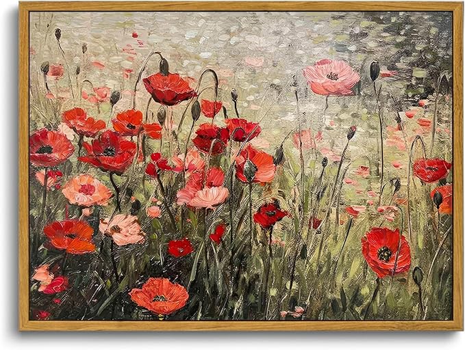 OIQArtOIQ Vintage Landscape Canvas Wall Art Framed Natural Scenery Painting