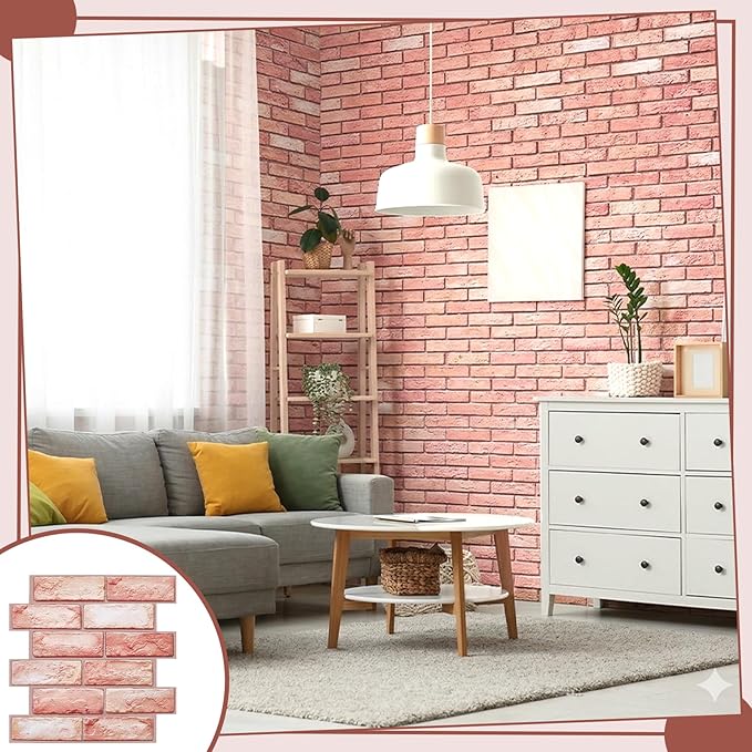 12PCS 3D Wall Panels Peel and Stick Foam Faux Brick Wall Panels, Self-Adhesive