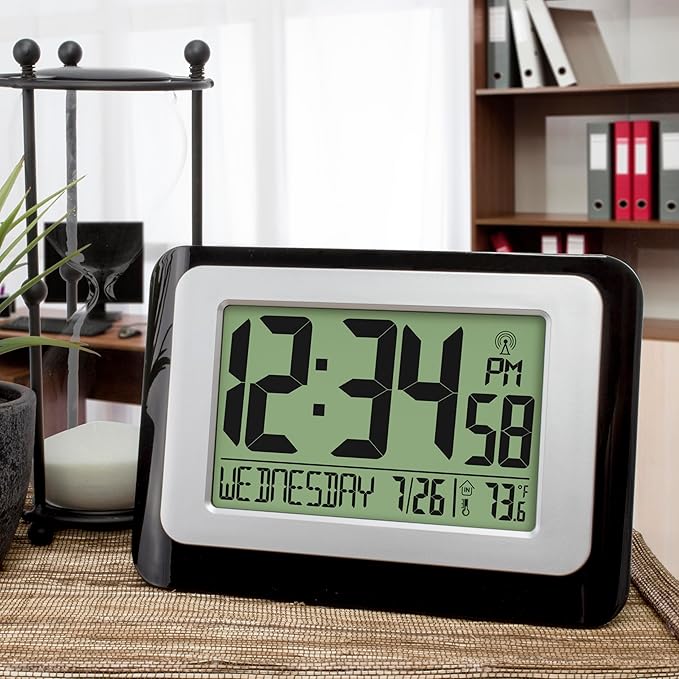 La Crosse Technology W88631 Digital Atomic Black Wall Clock