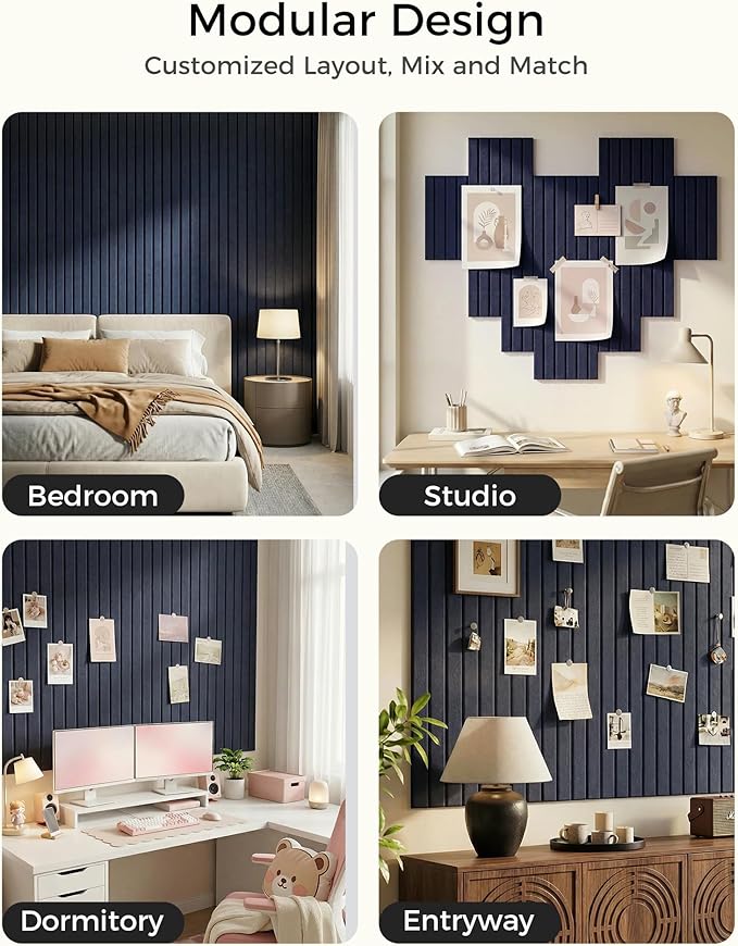 Aothia 12-Pack Felt Bulletin Board Tiles 48"x36", Modular Pin Board