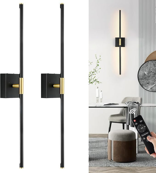 Morauroral 30 Inch Battery Operated Wall Sconces Set of Two, Dimmable Wall