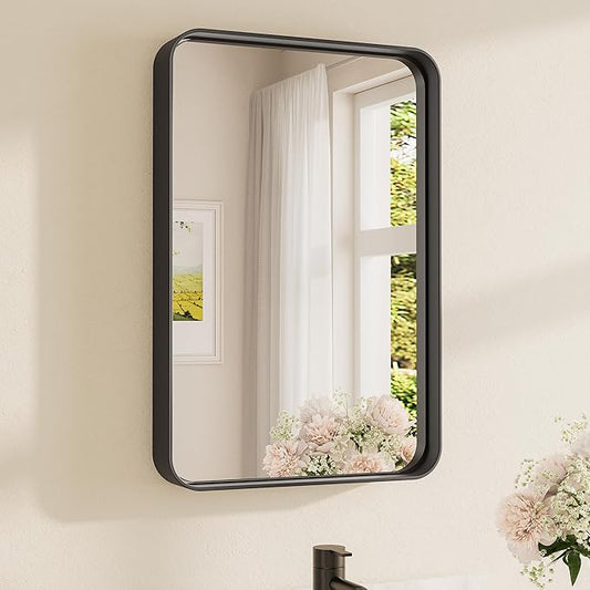 TETOTE 16 x 24 Inch Black Frame Mirror, Bathroom Vanity Mirror