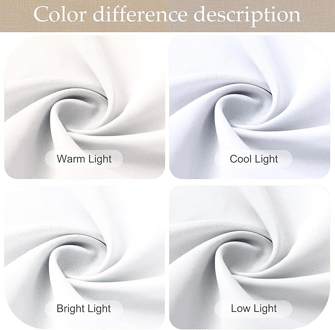 RYB HOME White Curtains 80 inches Long, Thermal Insulating Large Window Curtains