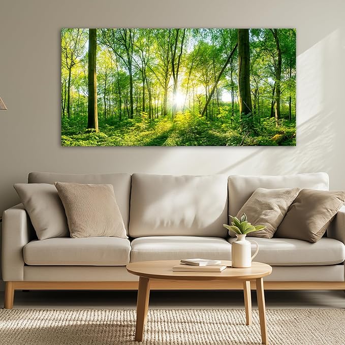 JLXART Nature Wall Art Green Forest Canvas Pictures Scenery Wall Art Landscape Art Prints Beautiful Artwork for Living Room Bedroom Kitchen Home Office Decorations 20x40inch