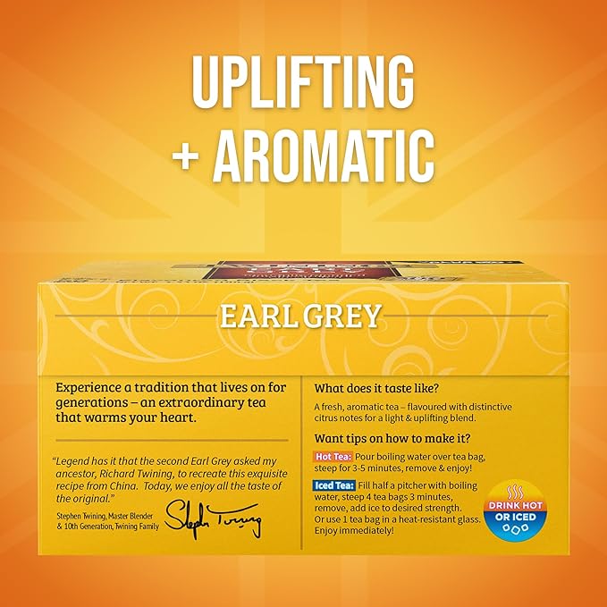 Twinings Earl Grey Black Tea Individually Wrapped Bags, 50 Count (Pack of 6), Flavoured with Citrus and Bergamot, Caffeinated, Enjoy Hot or Iced, 300 Teabags