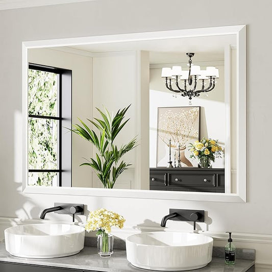 60x40 Inch White Bathroom Mirror