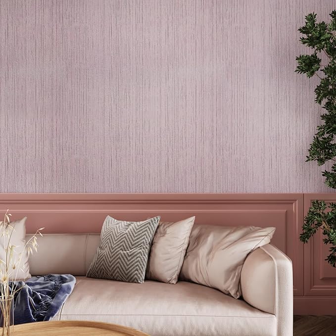 CRE8TIVE Large Size 24"x354" Pale Pink Grasscloth Peel and Stick Wallpaper