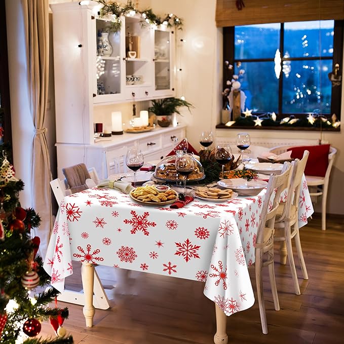 Kochorie 100 Ft x 54 Inch Red Snowflake Tablecloth Roll