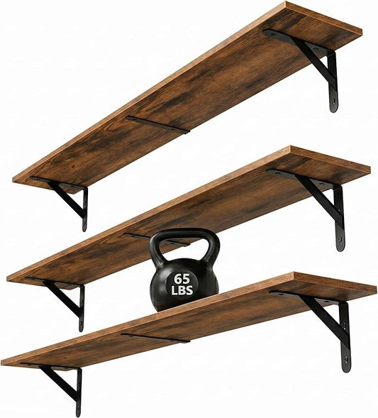 WOPITUES Floating Shelves for Wall 40″W x 8″D, Long Wall Mounted Shelves Set of
