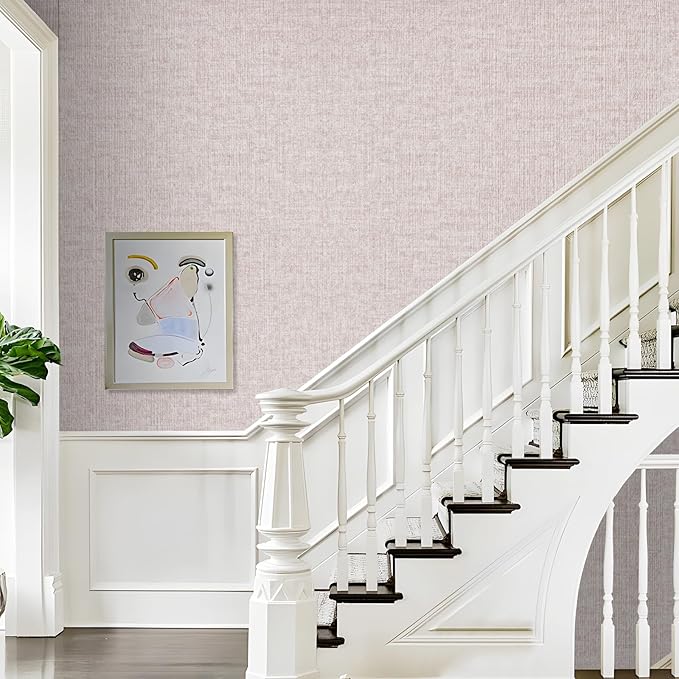 Beige Grasscloth Peel and Stick Wallpaper, Modern Textured Wallpaper 15.75inch