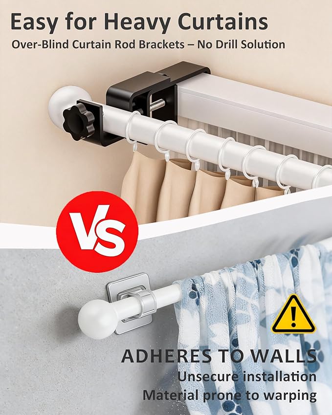 Mimiio No Drill Curtain Rod Brackets