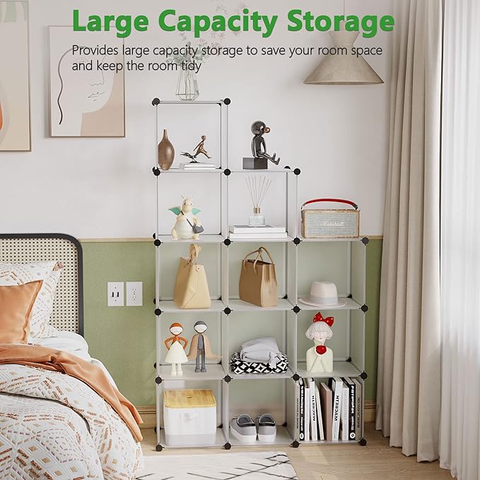 C&AHOME Cube Storage Organizer, 12-Cube Closet Cabinet Organizer, DIY Cube Shelf