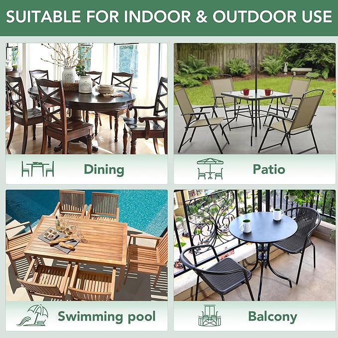 Outdoor Chair Cushions Set of 2: Waterproof & Fade Resistant Deep Seat Cushion for Patio Furniture - 24 x 24 x 3 Inch Chair Pads with Ties and Hidden Zipper - Patio Chair Cushion Replacement, Beige