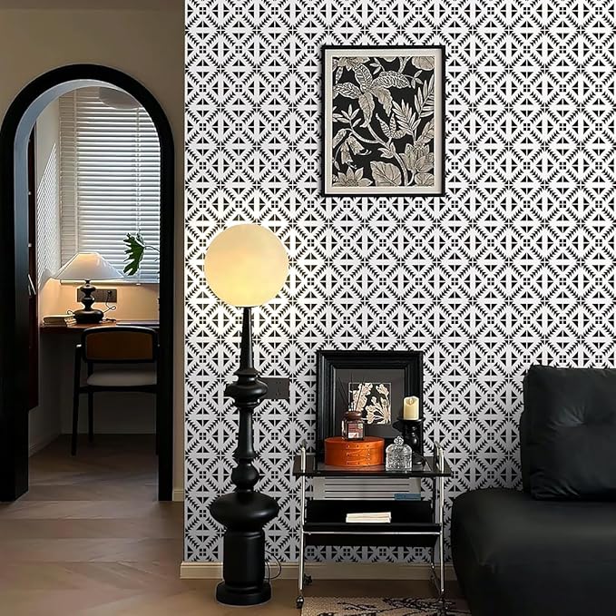 Jeweluck Black and White Peel and Stick Wallpaper Black and White Removable