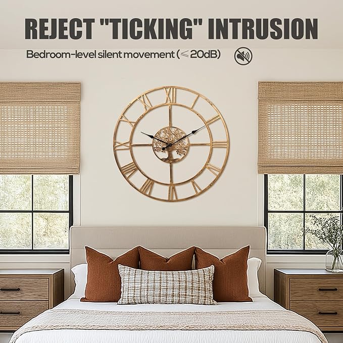 48 Inch Large Wall Clock for Living Room – Bronze Metal Clock