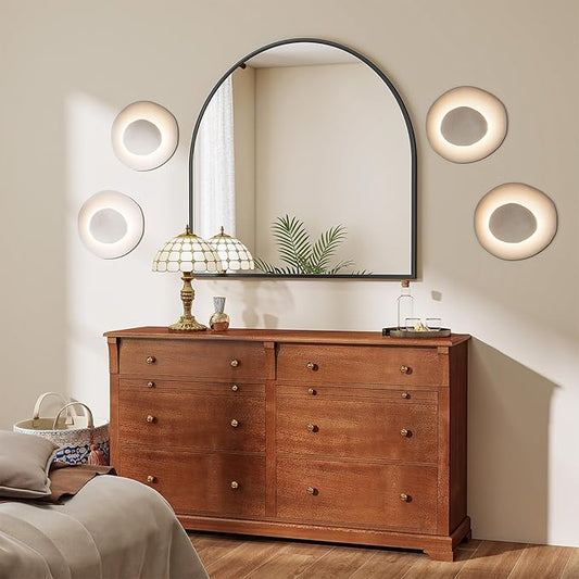 VooBang Wide Arched Wall Mirror, 38 x 40 inch Arch Bathroom Mirror, Wall