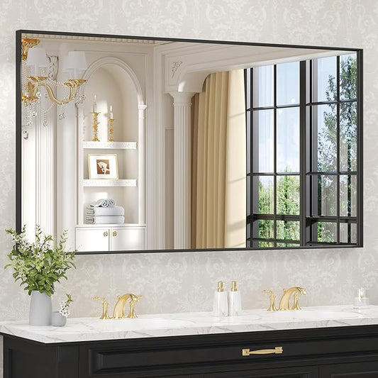 LOAAO Black Bathroom Mirror 50"X30"