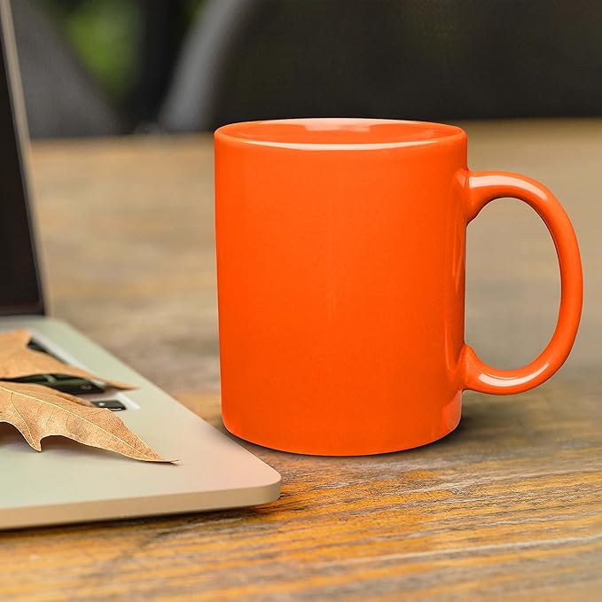 DISCOUNT PROMOS Ceramic Coffee Mugs 11 oz. Set of 10, Bulk Pack - Coffee cup set, Iced coffee cup, Gaming mug - Orange