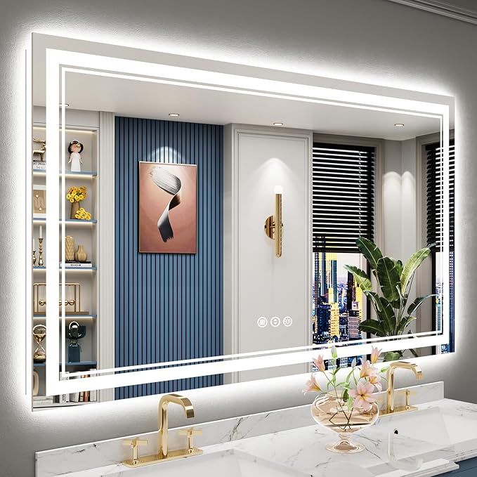 60x36 LED Bathroom Mirror with Lights, Backlit and Front Lit Anti-Fog Lighted