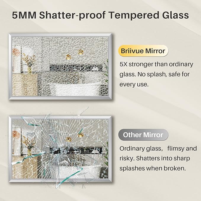36x36 Inch Brushed Silver Bathroom Mirror