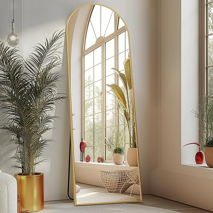 Sweetcrispy 59"x16" Arched Full Length Mirror, Leaning or Standing Full Body