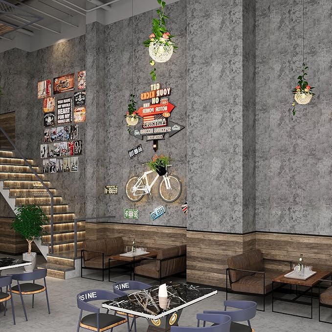BAYYA Cement Grey Contact Paper Concrete Peel and Stick Wallpaper Industrial