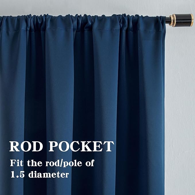 IGEMAEVE Blackout Curtains 84 Inch Length 2 Panels Set, Rod Pocket Energy