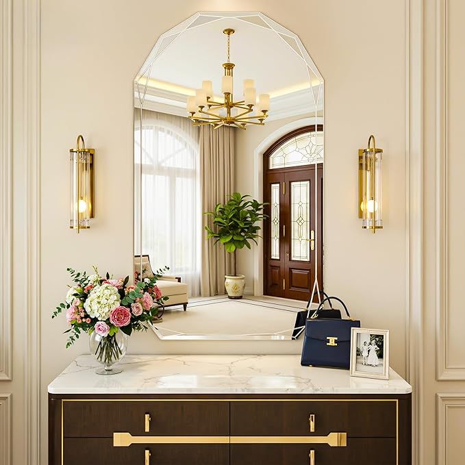 Suidia Bathroom Mirror, Frameless Bathroom Mirror