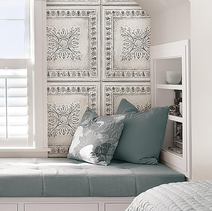 NuWallpaper NU2495 Reclaimed Tin Peel & Stick Wallpaper