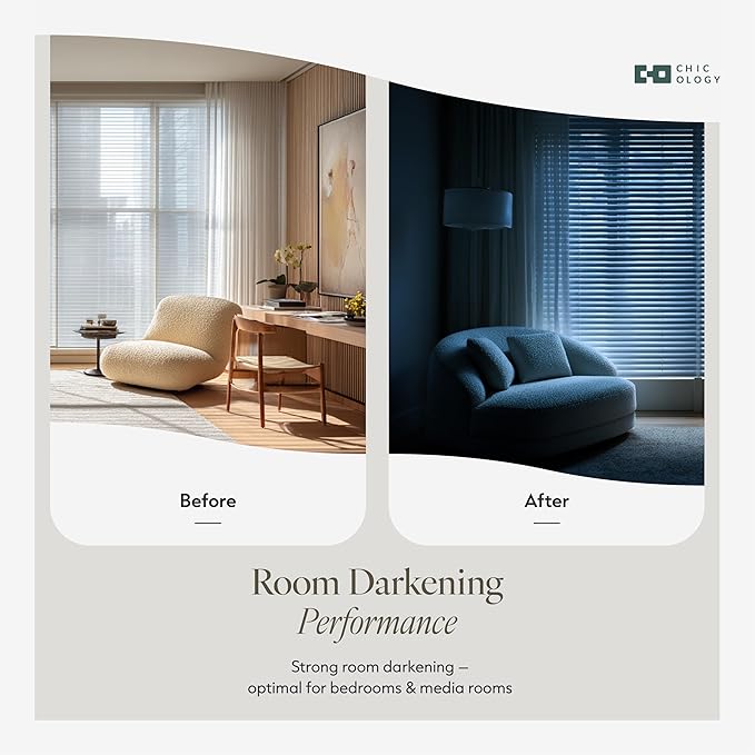 CHICOLOGY Cordless Mini Blinds, 1 Inch Vinyl Window Blinds, Room Darkening &
