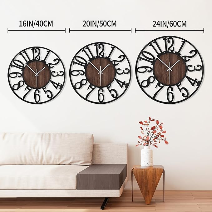 1st owned Large Wall Clock for Living Room Decor- 20" Decorative Antique Silent