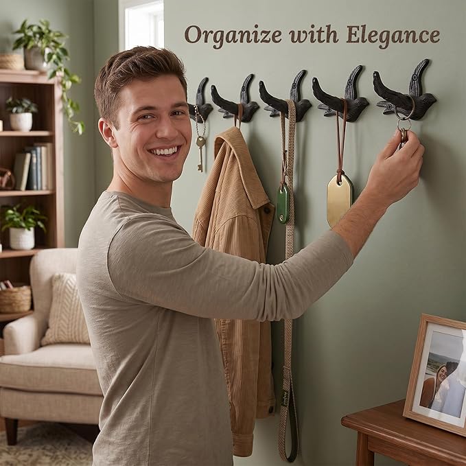 Flying Bird Cast Iron Hooks Non Rusting Interior or Exterior Decorative Wall