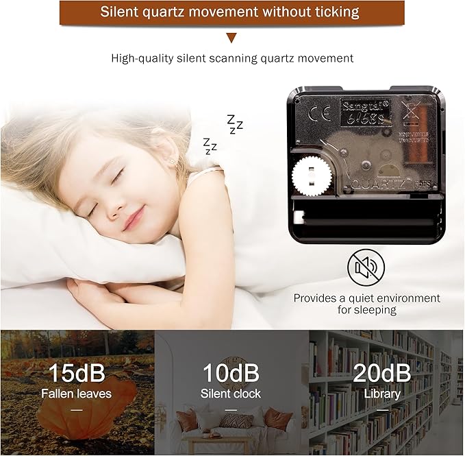 VIKMARI 14 Inch Wooden Wall Clock Battery Operated Retro Rustic Decorative Clock