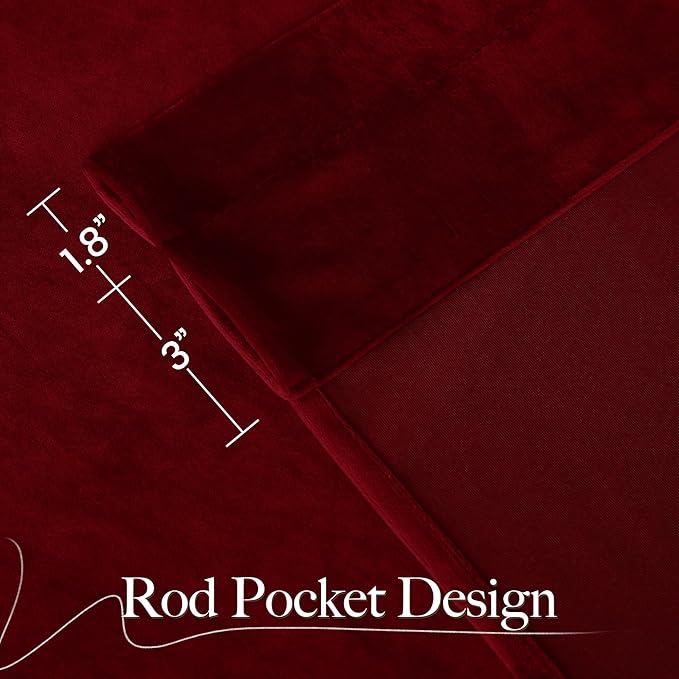NICETOWN Christmas Red Velvet Curtains 96 inches Long
