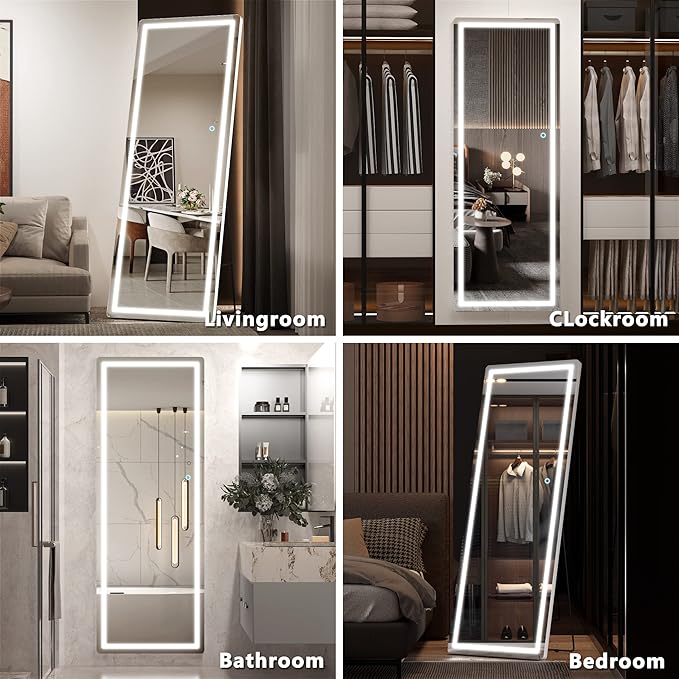 Hasipu Full Length Mirror with Lights, Full Body Dressing Standing, Hanging