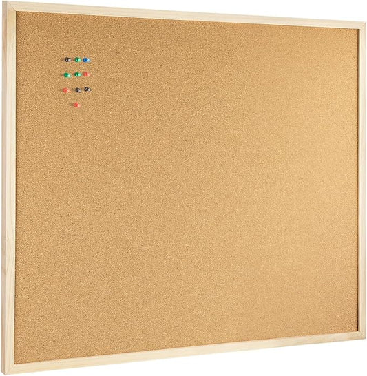 OWLKELA 24'' x 36'' Cork Board Bulletin Board, Wooden Framed Corkboard