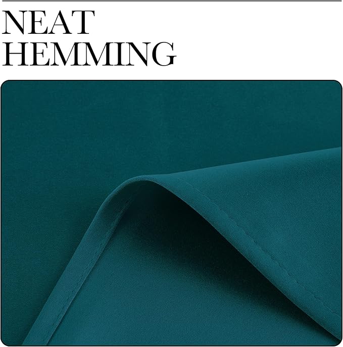 NICETOWN Teal Blackout Cafe Faux Silk Curtains