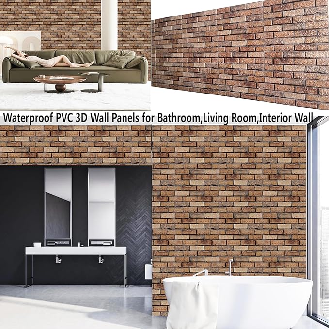 3D Wall Panels Peel and Stick, 10 Pack 3D Waterproof Self-Adhesive Wallpaper
