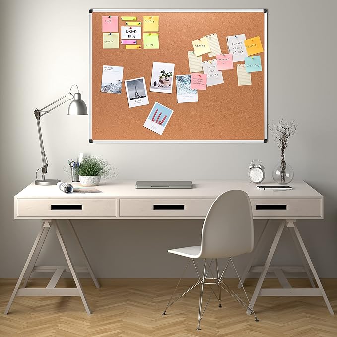 Amazon Basics Rectangular Bulletin Board, Cork Board