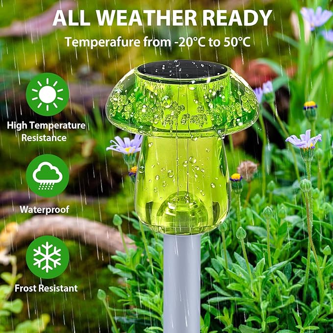 Benany Solar Lights Outdoor, 16 Pack Mushroom Lights Outside Waterproof, Solar Powered LED Lighting for Garden, Yard, Landscape, Path, Pathway, Lawn, Walkway, Driveway, Backyard Decor (Multicolor)