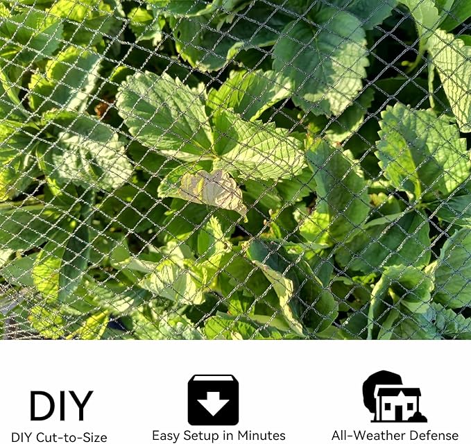 Bird Netting for Garden 50x100 Ft, 1 Inch Mesh Heavy Duty Garden Netting for Plants, Fruit Trees & Blueberries, UV Resistant Outdoor Protection Against Birds, Squirrels, Deer & Poultry