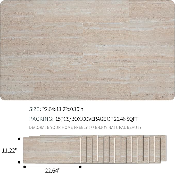 SINGULARWOOD 15pcs/26.46 sq ft Soft Stone Wall Tiles, Flexible Rock Travertine