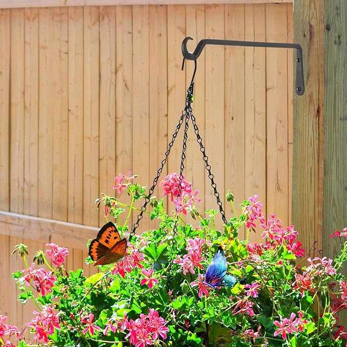 AILIN YELOKIE 12" Plant Hangers 6-Pack - Heavy Duty Rust-Resistant Steel Hooks for Bird Feeders, Indoor/Outdoor Plants & Wall Decor, Black