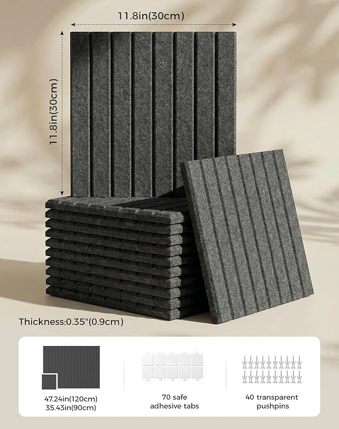 Aothia 12-Pack Felt Bulletin Board Tiles 48"x36", Modular Pin Board