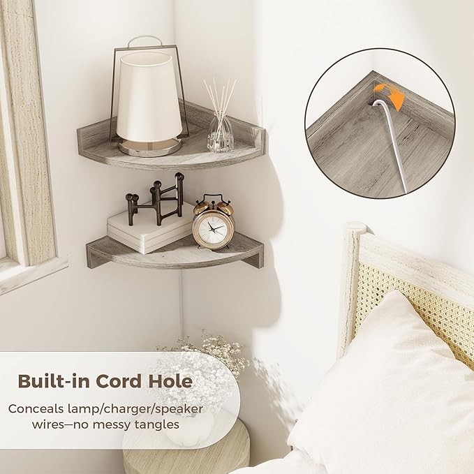 Corner Shelves 3-Pack for Bathroom & Kitchen, Space-Saving Floating Corner Wall