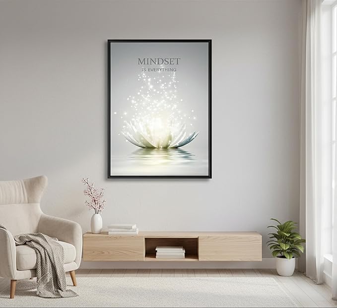 Floating Framed Zen Wall Art, Just Breathe Picture Poster