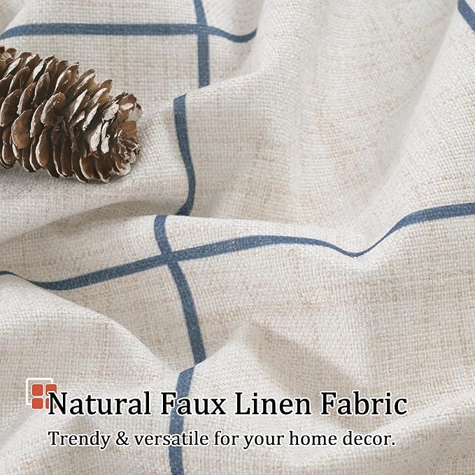 Lajode Navy Blue Linen Blackout Curtains